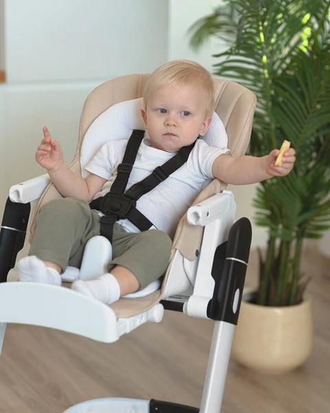 Carrello SUlenkiama MAITINIMO KĖDĖ VAIKŲ SĖDYTEI, REGULIUOJAMAS DĖKLAS, RATAI