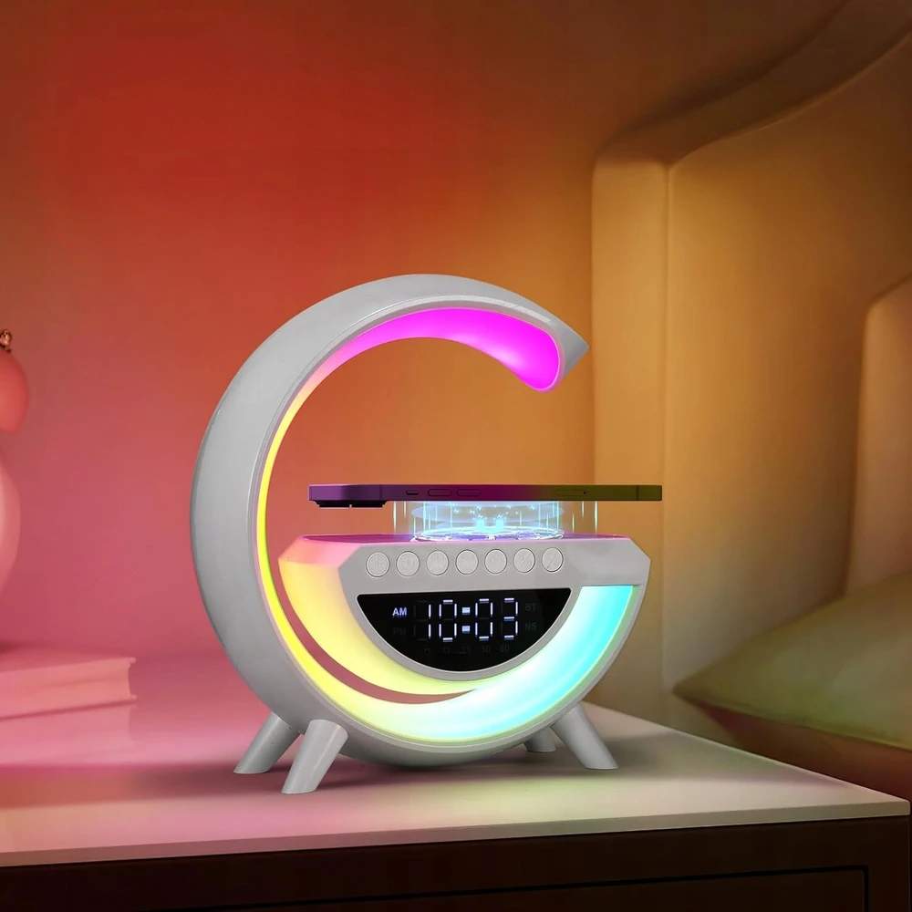 Carruzzo LAMPKA biurkowa LED kroviklis budzik głośnik zegar BLUETOOTH RGB DLA DZIECI
