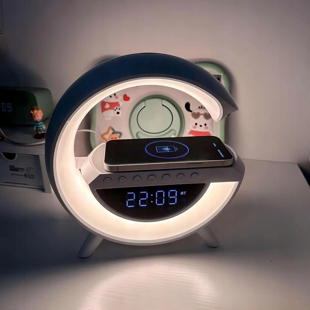 Carruzzo LAMPKA biurkowa LED kroviklis budzik głośnik zegar BLUETOOTH RGB DLA DZIECI