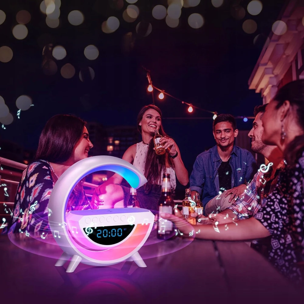 Carruzzo LAMPKA biurkowa LED kroviklis budzik głośnik zegar BLUETOOTH RGB DLA DZIECI