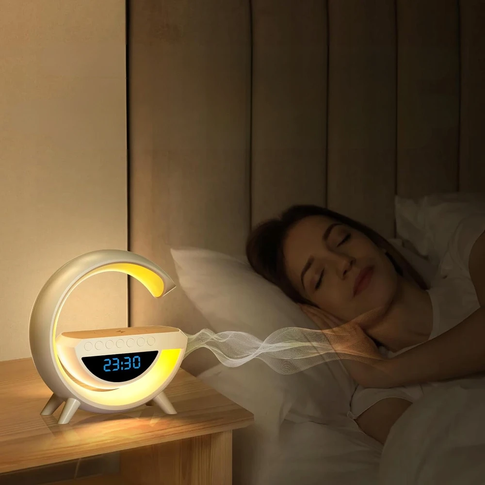 Carruzzo LAMPKA biurkowa LED kroviklis budzik głośnik zegar BLUETOOTH RGB DLA DZIECI