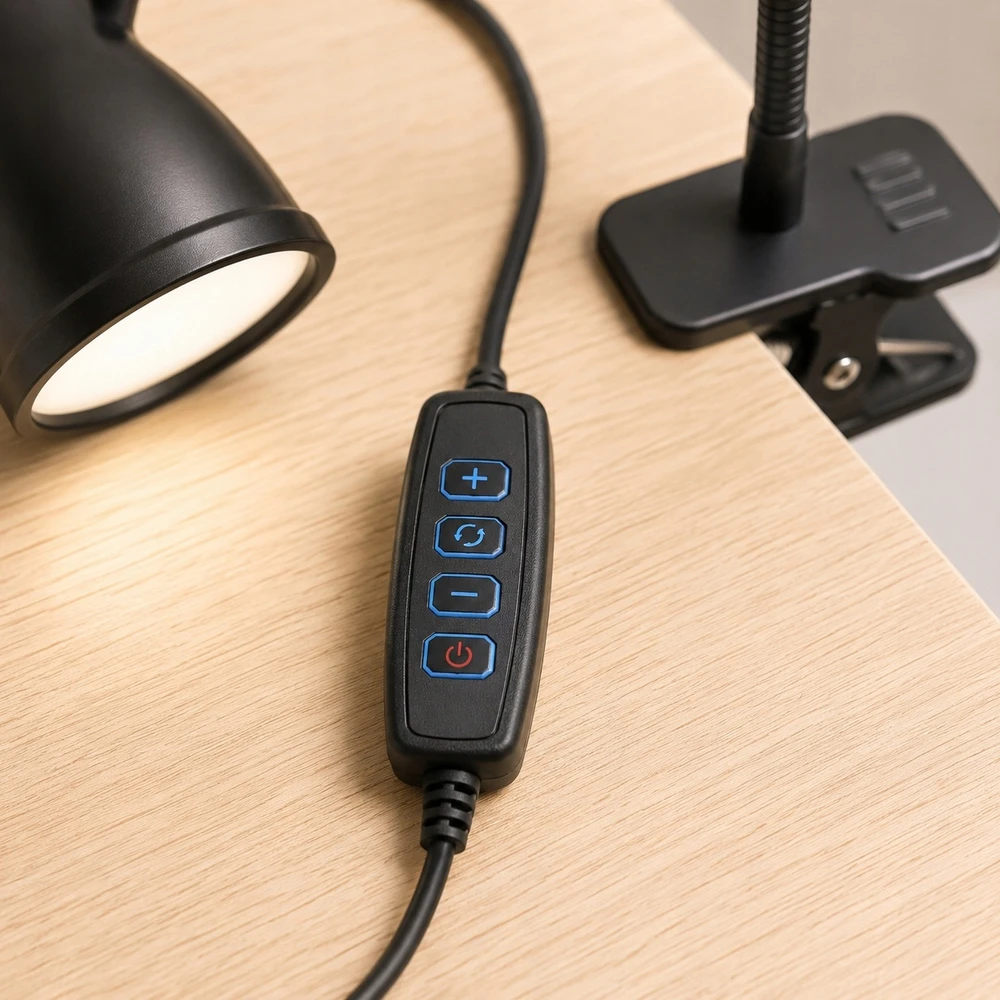 Carruzzo LAMPKA BIURKOWA LED NA KLIPS USB REGULOWANA SZKOLNA 3 BARWY DO CZYTANIA
