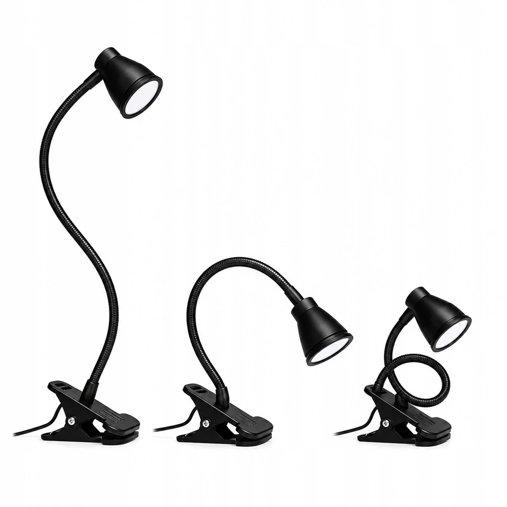 Carruzzo LAMPKA BIURKOWA LED NA KLIPS USB REGULOWANA SZKOLNA 3 BARWY DO CZYTANIA