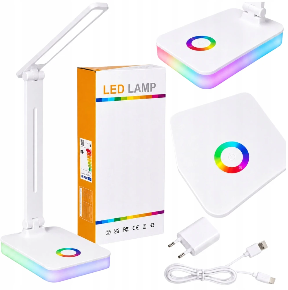 Carruzzo LAMPKA BIURKOWA LED RGB DOTYKOWA USB REGULOWANA SKŁADANA SZKOLNA DO NAUKI