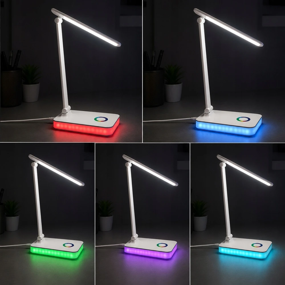 Carruzzo LAMPKA BIURKOWA LED RGB DOTYKOWA USB REGULOWANA SKŁADANA SZKOLNA DO NAUKI