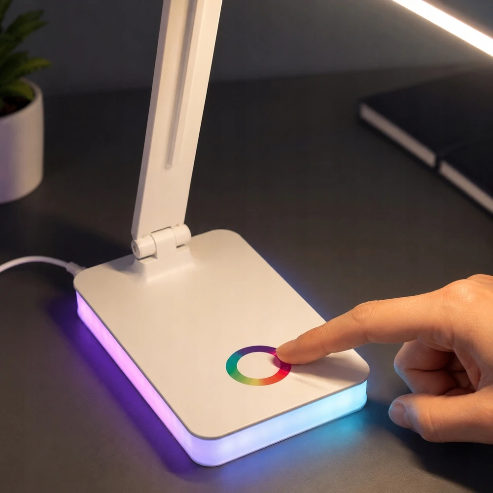 Carruzzo LAMPKA BIURKOWA LED RGB DOTYKOWA USB REGULOWANA SKŁADANA SZKOLNA DO NAUKI