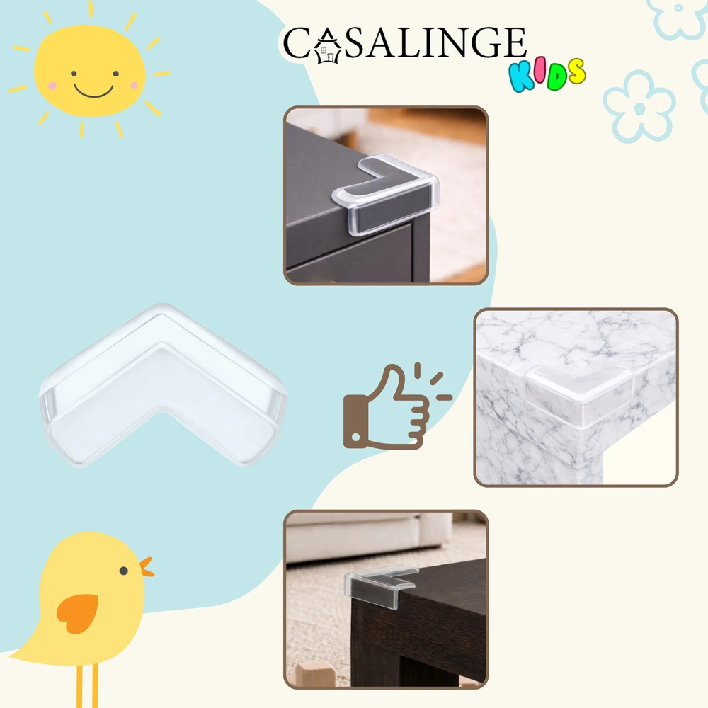 Casalinge Apsauga spintelėms, kampams, baldų kraštams, stalo kampams, 8 vnt. Bespalvis