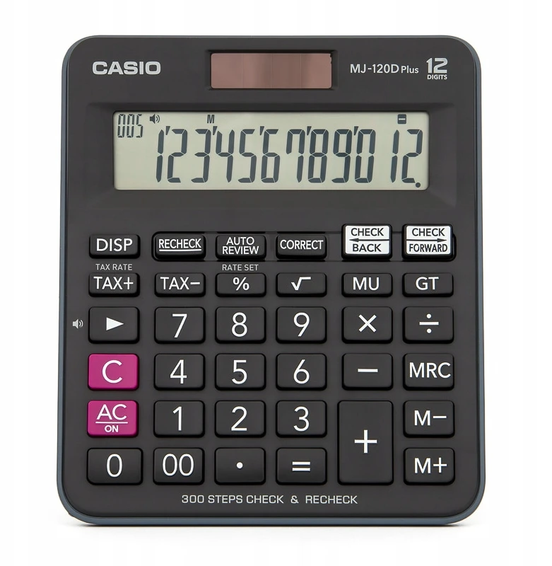 Stalinis skaičiuotuvas CASIO MJ-120D+, 126,5 x 148 x 28,6 mm