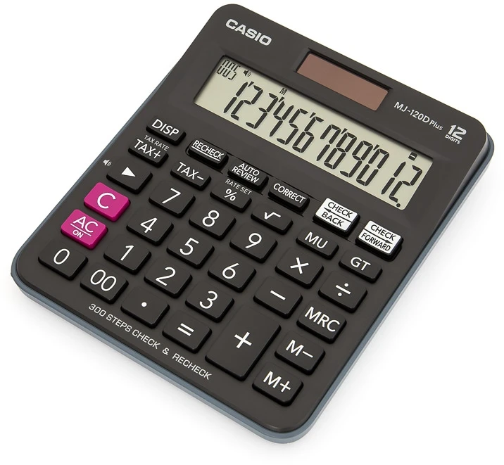 Stalinis skaičiuotuvas CASIO MJ-120D+, 126,5 x 148 x 28,6 mm