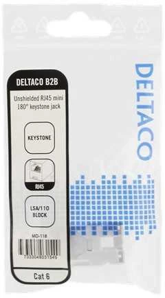 Cat6 "Keystone" jungtis, LSA / 110 jungtis, plastikinis, 180 DELTACO baltas / MD-118