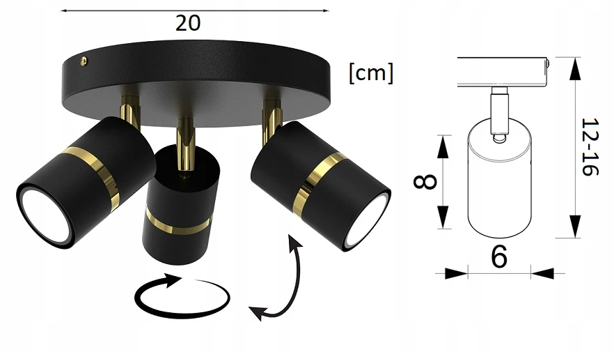Cavallo LAMPA DO POKOJU DZIECKA MŁODZIEŻOWA PLAFON $ MŁODZIEŻOWY LED 3XGU10