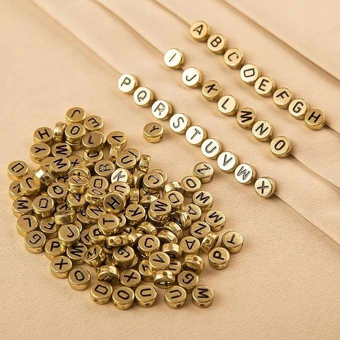 CE Raidžių karoliukai apyrankėms DIY aukso metalo rinkinys 1450 vnt.