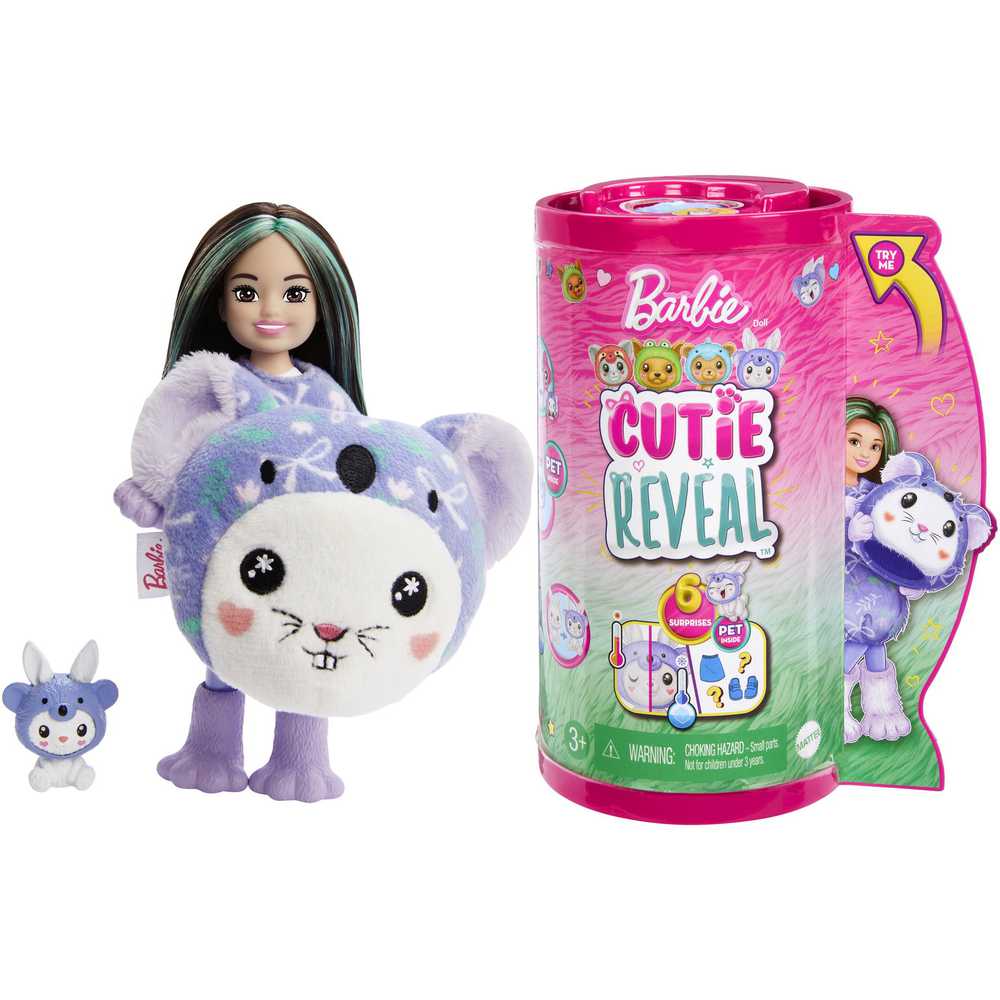 Mattel Čelsės „Cutie Reveal“ rinkinys, minkštutėlių kostiumų serija - triušelis + koala