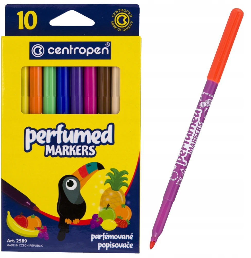 centropen, žymeklių rinkinys 2589, 10 vnt., 2,3 mm, nekenksmingas sveikatai, plaunamas rašalas