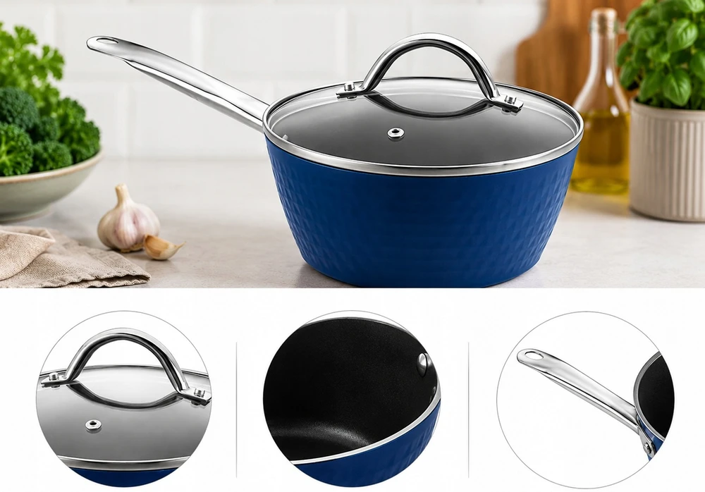 Ceraflon Puodas Prestige Diamant 18 cm 2 L Puodas su dangteliu Induction Mėlyna