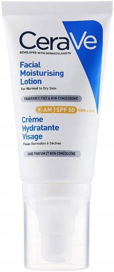 CERAVE drėkinamasis veido kremas SPF 50 normaliai ir sausai odai 52 ml