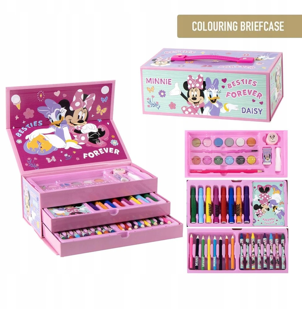 Cerda MYSZKA MINNIE MOUSE Rinkinys PLASTYCZNY ARTYSTYCZNY KUFEREK PRZYBORAMI 43SZT