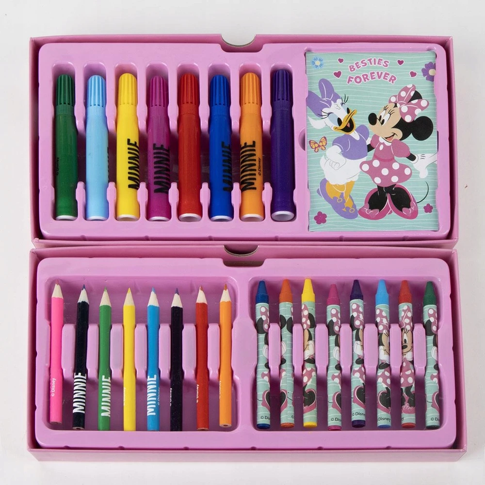 Cerda MYSZKA MINNIE MOUSE Rinkinys PLASTYCZNY ARTYSTYCZNY KUFEREK PRZYBORAMI 43SZT
