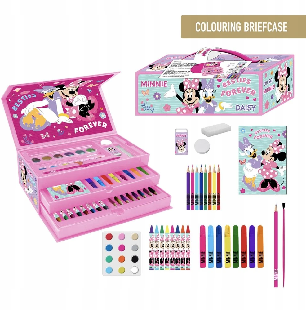 Cerda MYSZKA MINNIE MOUSE Rinkinys PLASTYCZNY ARTYSTYCZNY KUFEREK PRZYBORAMI 43SZT