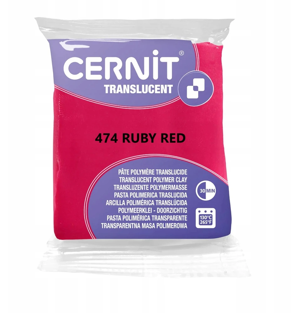 Cernit Translucent modelino 56g, spalva 474 RUBY Raudonas