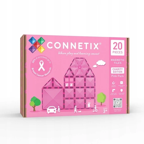 Charity Rožinė magnetinės kaladėlės 20 vnt. Connetix specialusis leidimas Rožinė