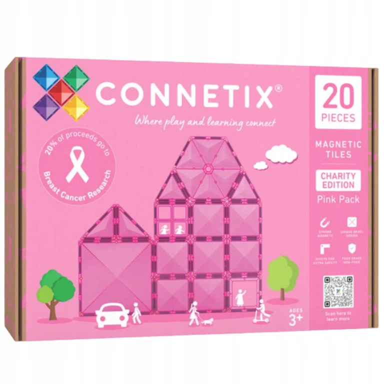 Charity Rožinė magnetinės kaladėlės 20 vnt. Connetix specialusis leidimas Rožinė
