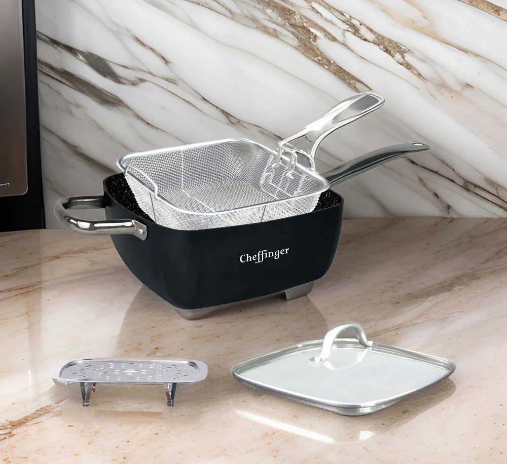 Cheffinger PUODAS ŽUVIŲ GRUPINTI + DIDELIS KREPŠELIS 5,4 l GRINDINtuvė
