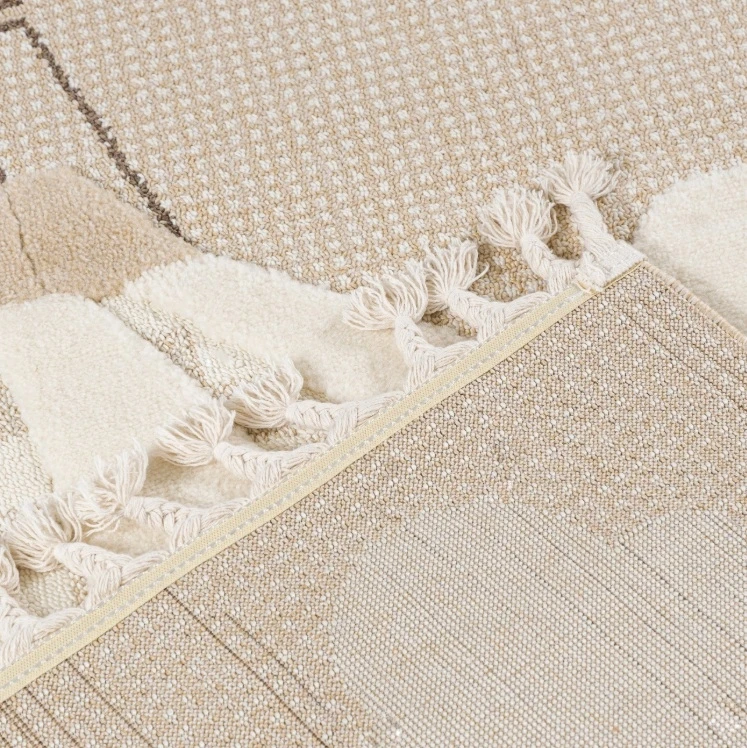 Chemex Buffo Volare kilimas 140x200 3D sensorinis smėlio spalvos boho stiliaus balionas su kutais