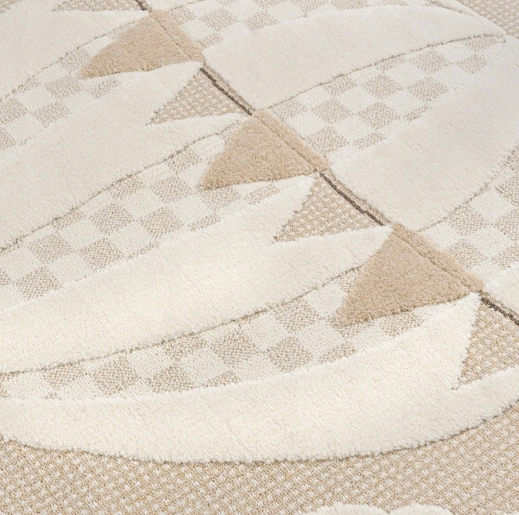 Chemex Buffo Volare kilimas 140x200 3D sensorinis smėlio spalvos boho stiliaus balionas su kutais