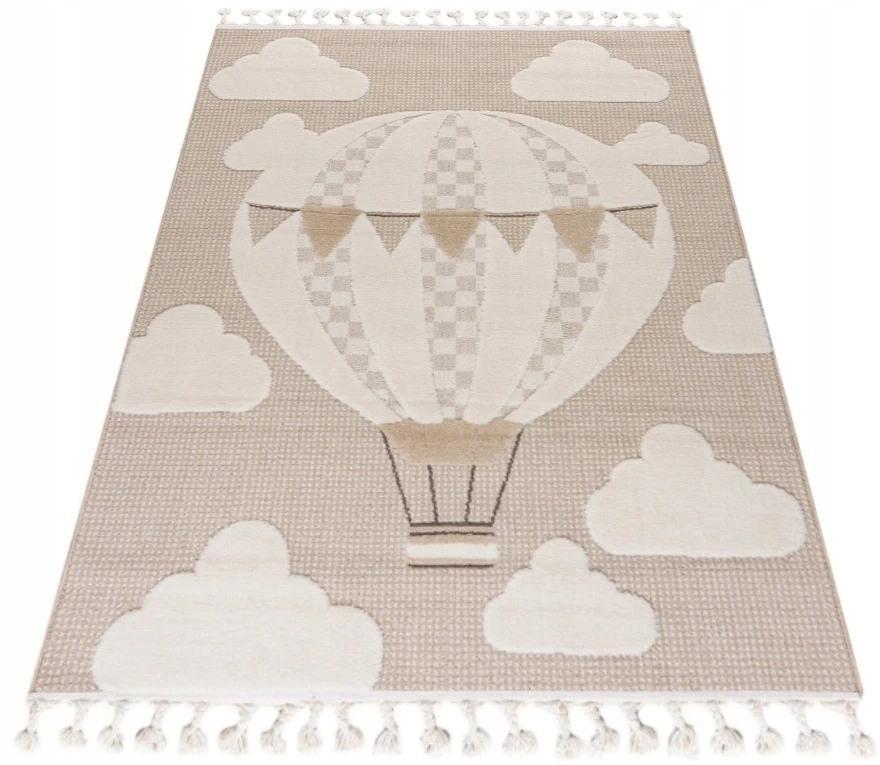 Chemex Buffo Volare kilimas 140x200 3D sensorinis smėlio spalvos boho stiliaus balionas su kutais