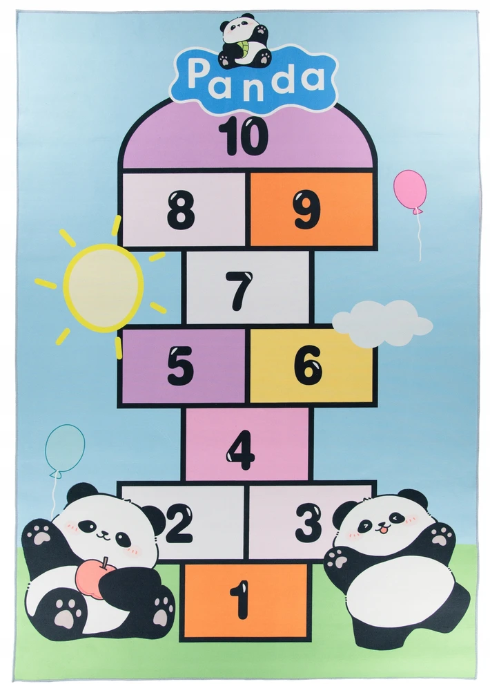 Chemex DYWAN Dziecięcy Drukowany CRISTAL 200x300 Panda Słońce Gra w Klasy Balon
