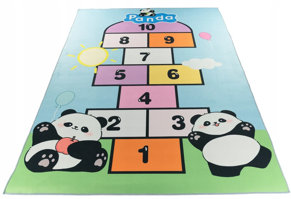 Chemex DYWAN Dziecięcy Drukowany CRISTAL 160x230 Panda Słońce Gra w Klasy Balon