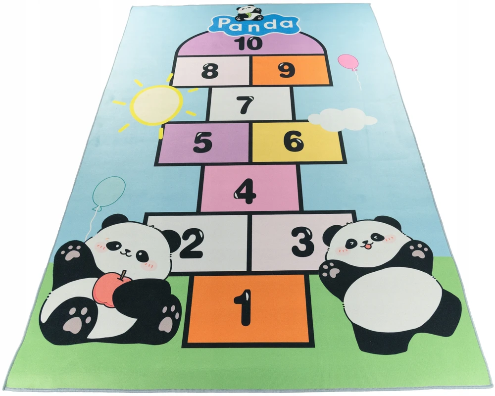 Chemex DYWAN Dziecięcy Drukowany CRISTAL 120x160 Panda Słońce Gra w Klasy Balon