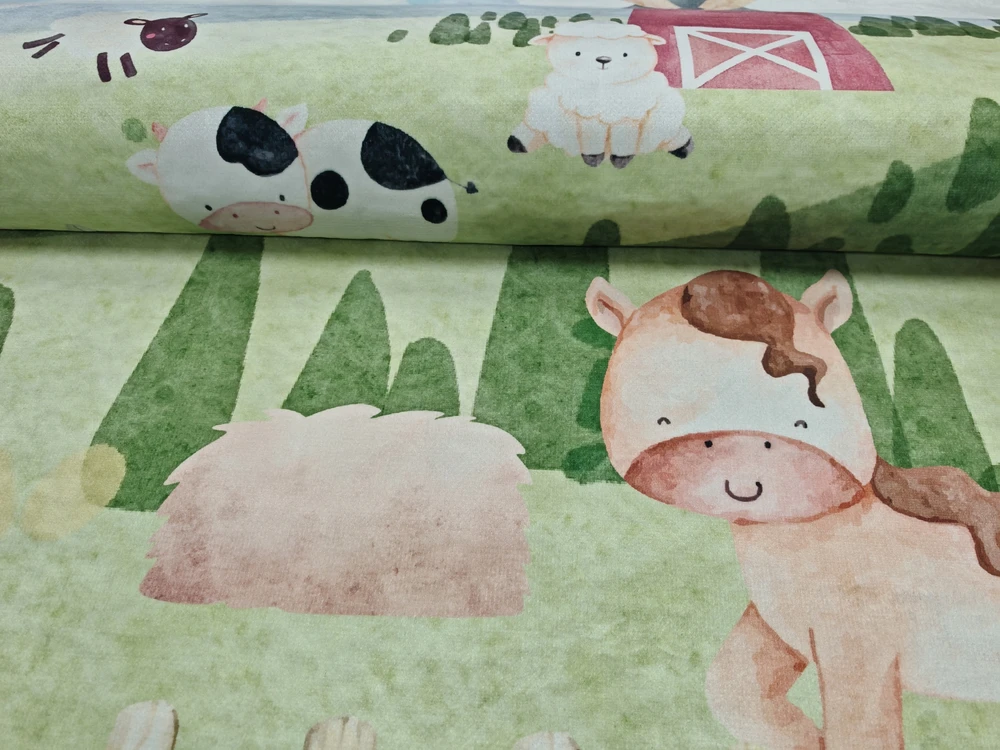 Chemex DYWAN Dziecięcy Drukowany KIDS 140x200 Wieś Traktor Krówka Młyn Las Zagroda