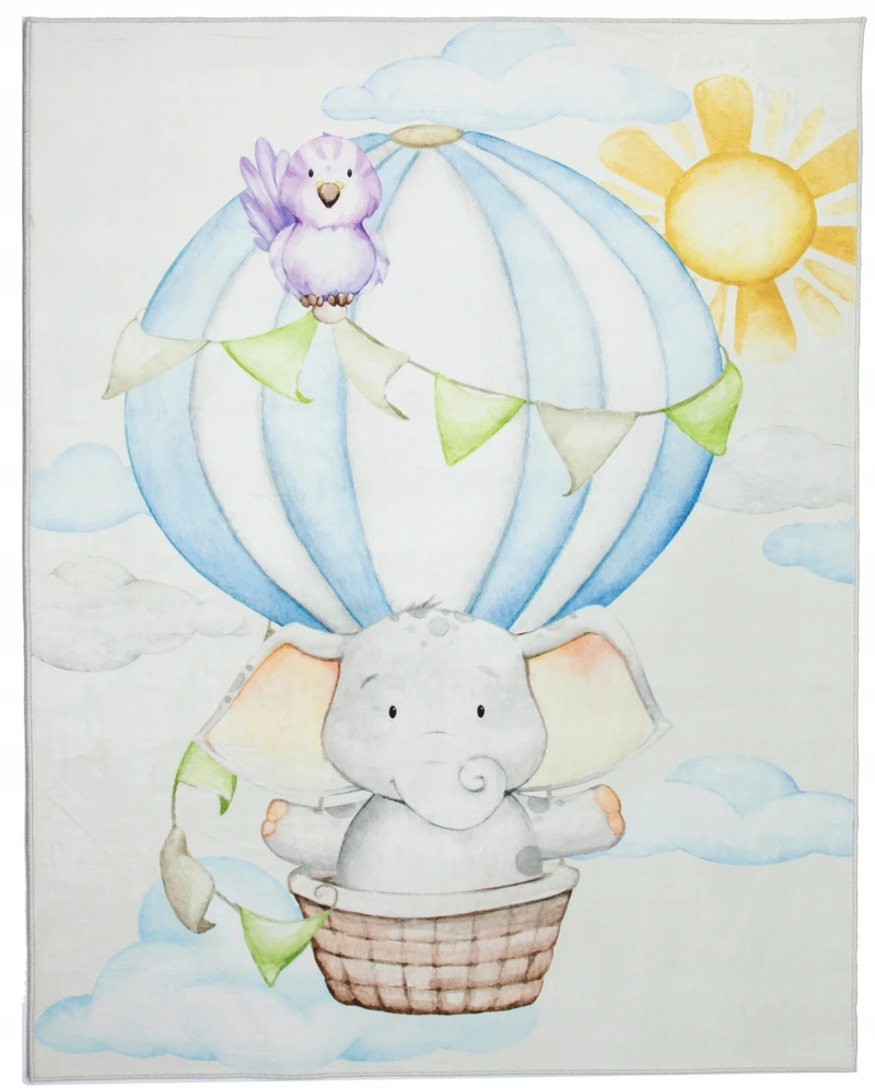 Chemex DYWAN Dziecięcy Drukowany KIDS 160x230 Balon Słoń Lot Słońce Podróż