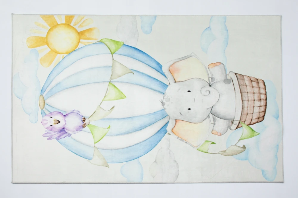 Chemex DYWAN Dziecięcy Drukowany KIDS 160x230 Balon Słoń Lot Słońce Podróż