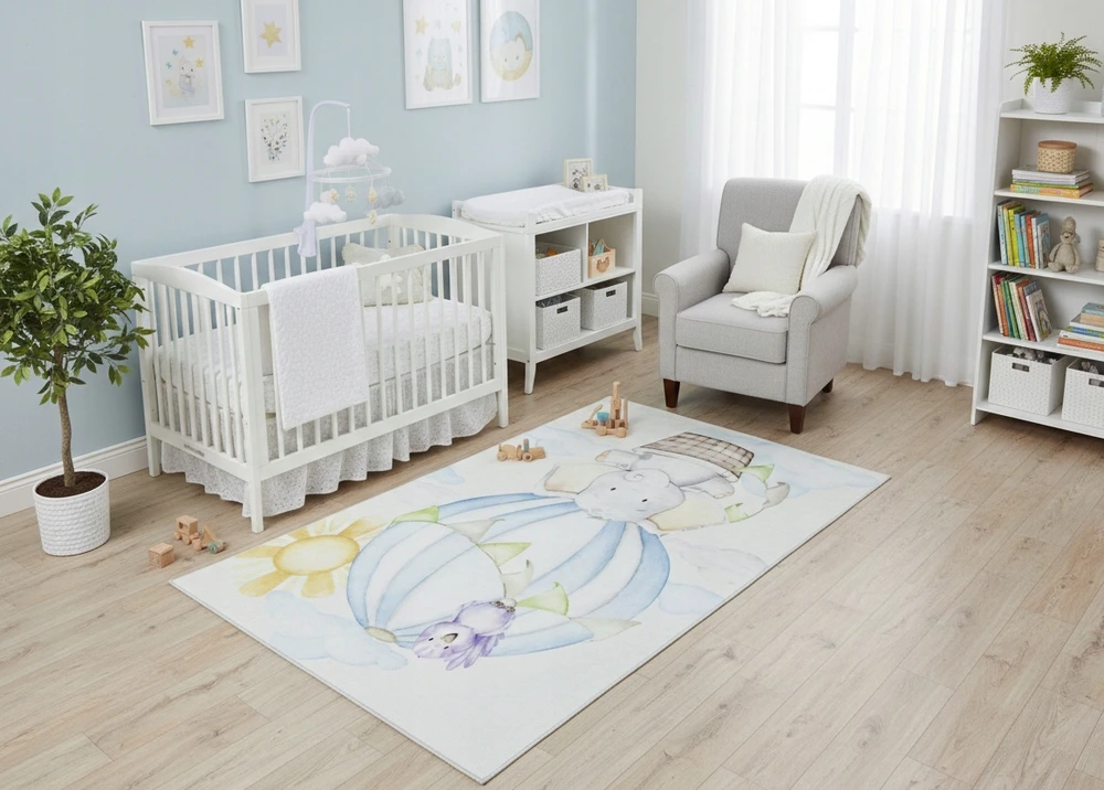 Chemex DYWAN Dziecięcy Drukowany KIDS 160x230 Balon Słoń Lot Słońce Podróż