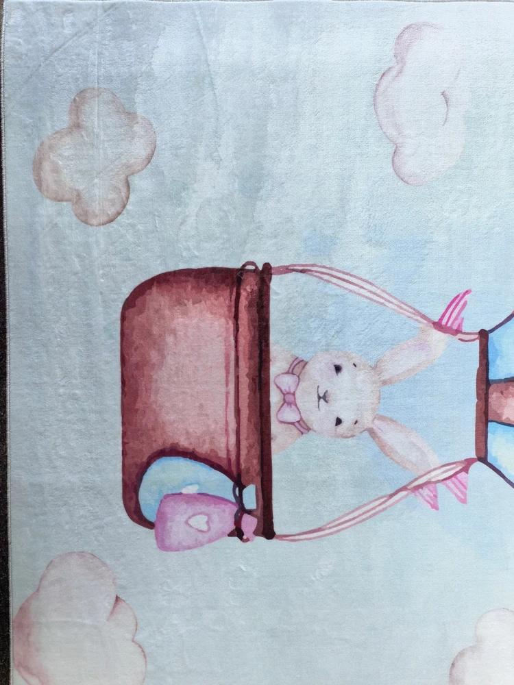 Chemex DYWAN Dziecięcy Drukowany KIDS 200x300 Zajączek Balon Lot Podróż Chmurki