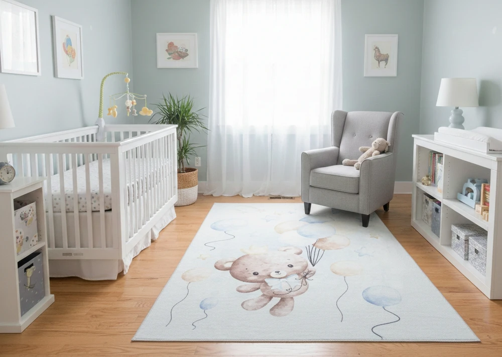 Chemex DYWAN Dziecięcy Drukowany KIDS 200x300 Meškiukas Kokardka Balony Gwiazdki Lot