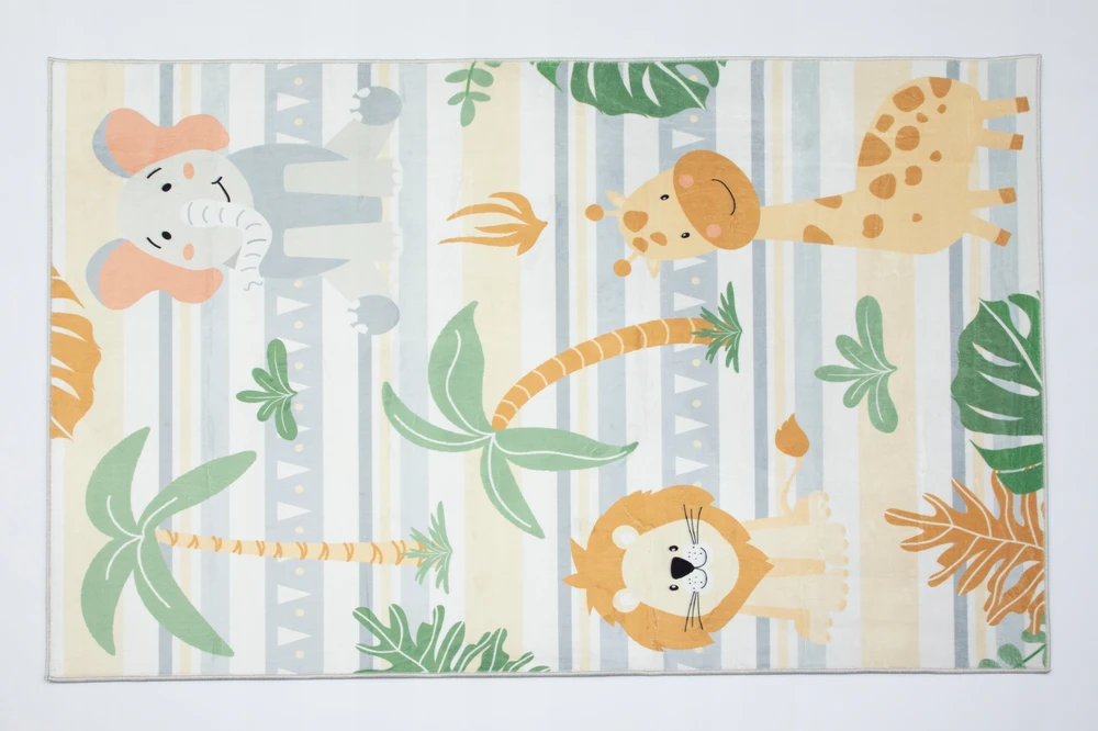 Chemex DYWAN Dziecięcy Drukowany KIDS 200x300 Lew Słoń Żyrafa Palma Safari