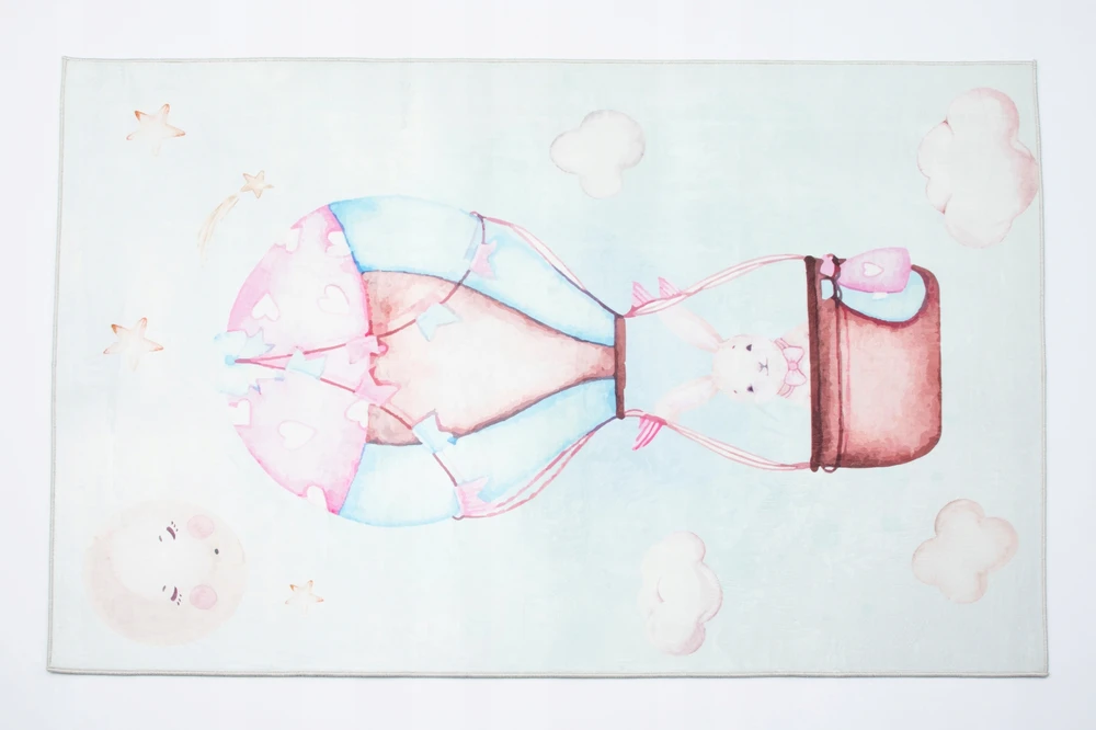 Chemex DYWAN Dziecięcy Drukowany KIDS 200x300 Zajączek Balon Lot Podróż Chmurki