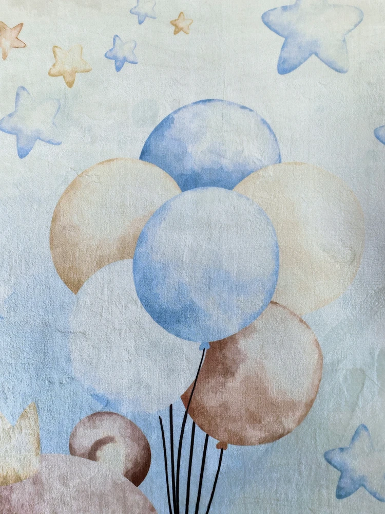 Chemex DYWAN Dziecięcy Drukowany KIDS 200x300 Meškiukas Kokardka Balony Gwiazdki Lot