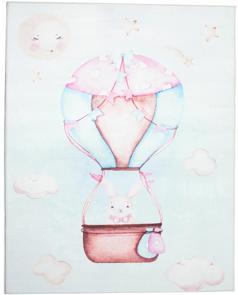 Chemex DYWAN Dziecięcy Drukowany KIDS 200x300 Zajączek Balon Lot Podróż Chmurki