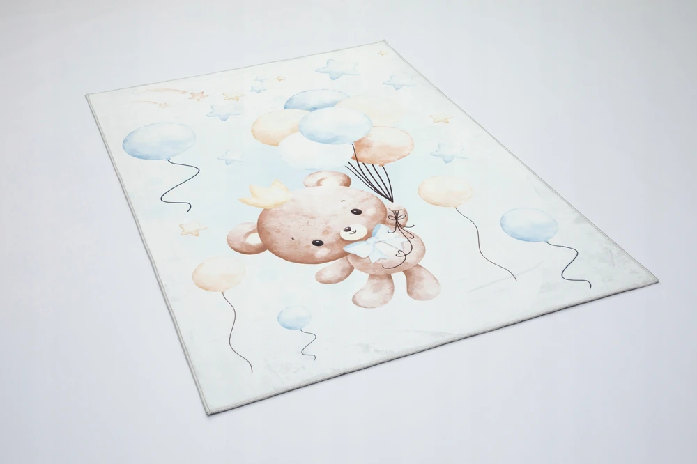 Chemex Dywan KIDS 120x170 miś w balony mėlyna dla chłopca pluszowy su misiem