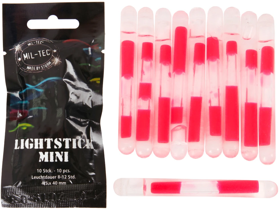Mil-tec Lightstick Mini 4 cm Raudona 10 vnt