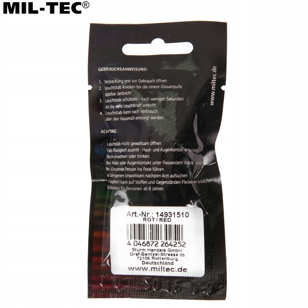 Mil-tec Lightstick Mini 4 cm Raudona 10 vnt