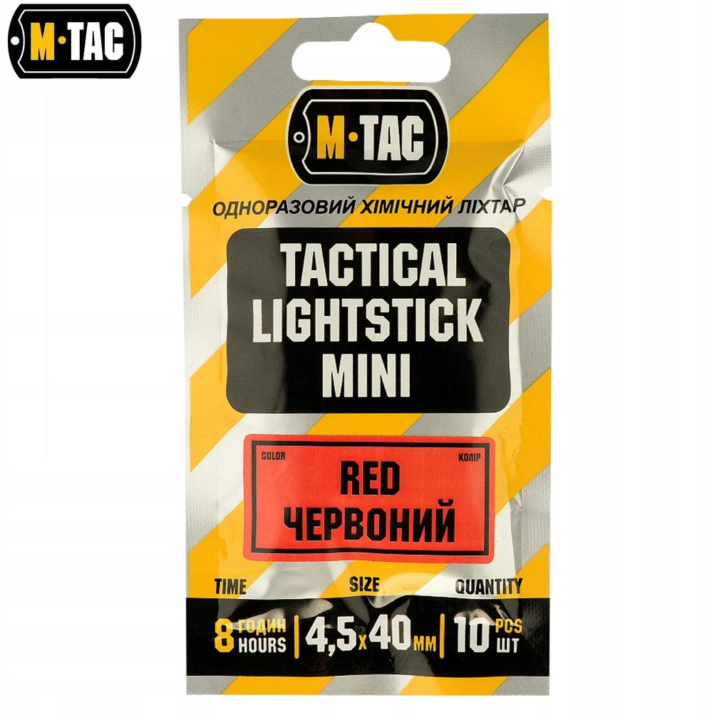 Cheminis šviesos apšvietimas 4,5x40 mm 10 vnt M-Tac Lightstick raudona
