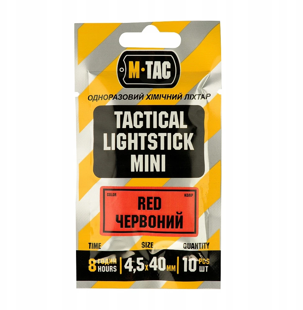 Cheminis šviesos apšvietimas 4,5x40 mm 10 vnt M-Tac Lightstick raudona