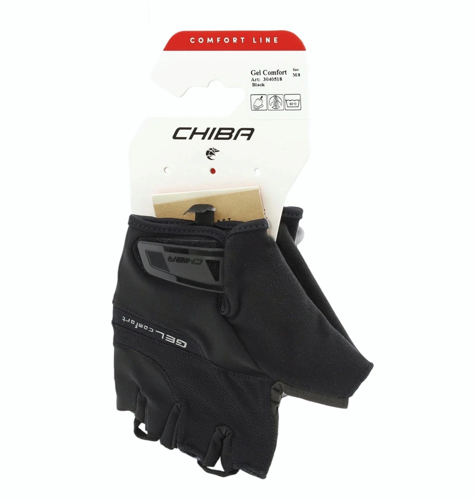 Chiba Gel Comfort dviračių pirštinės, juodos, dydis M