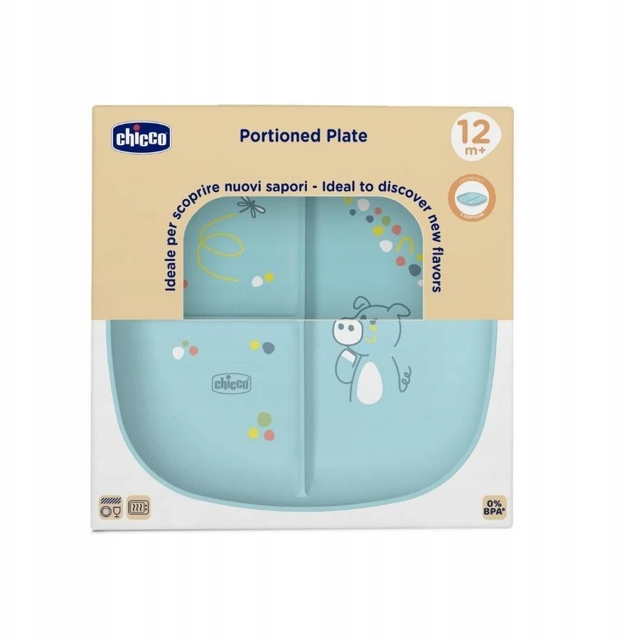 Chicco 3 dalių lėkštė mėlyna 12 mėn.+
